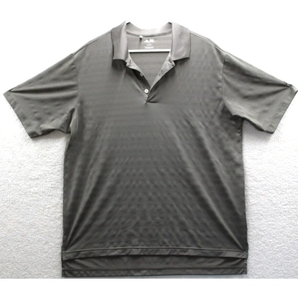Adidas Golf Mens Polo Shirt‎ Gray Stripe Short Sleeve Performance Size L